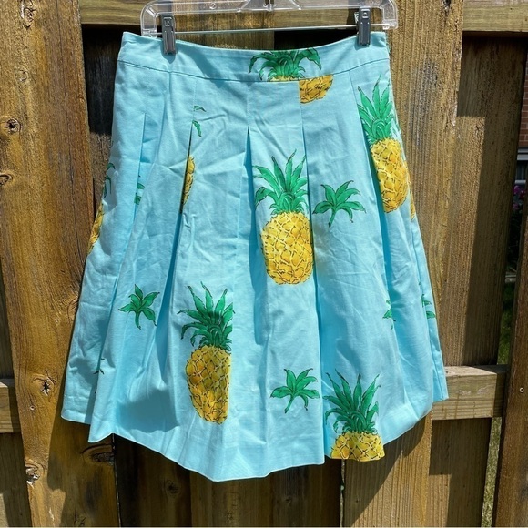 Talbots Pineapple Print Pleated Full Skirt 6P - Picture 4 of 9